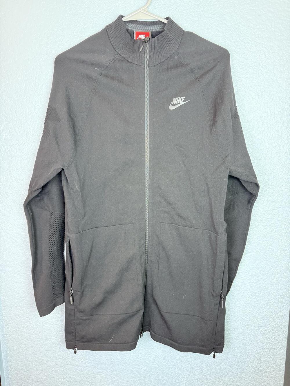 Nike Jacket Mens Medium Black Knit Longline Track Full Zip Training 885677-010